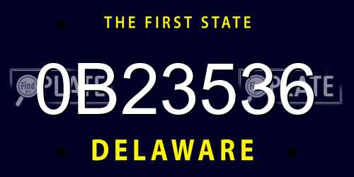 0B23536 Delaware License Plate