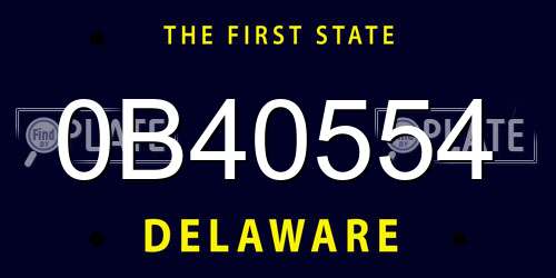 0B40554 Delaware License Plate