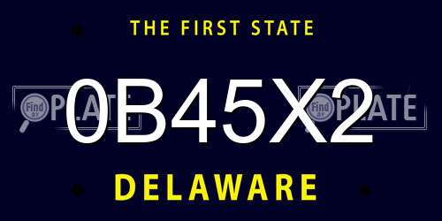 0B45X2 Delaware License Plate