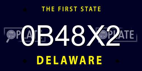 0B48X2 Delaware License Plate