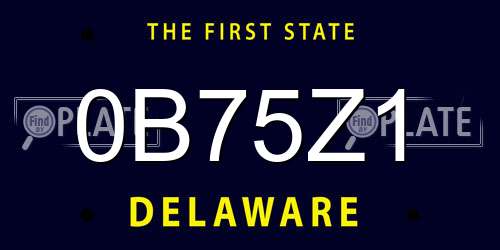 0B75Z1 Delaware License Plate