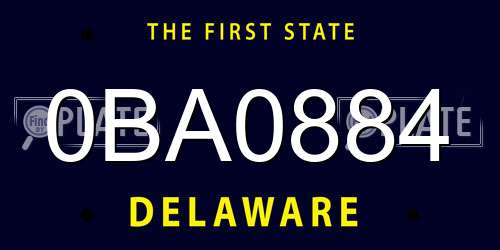 0BA0884 Delaware License Plate