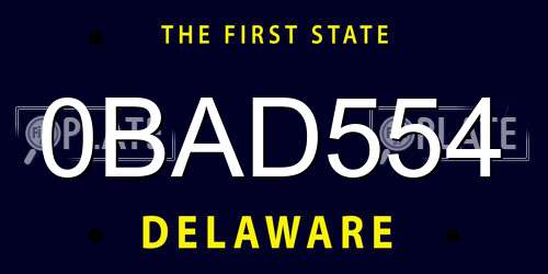 0BAD554 Delaware License Plate