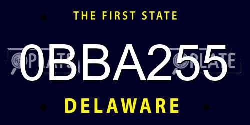 0BBA255 Delaware License Plate