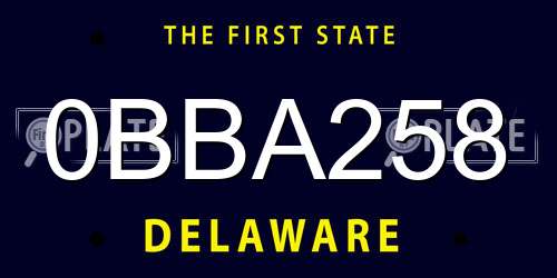 0BBA258 Delaware License Plate