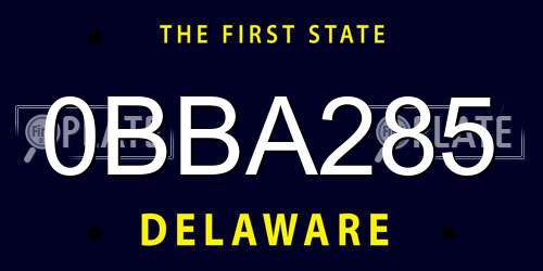 0BBA285 Delaware License Plate