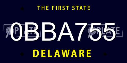 0BBA755 Delaware License Plate