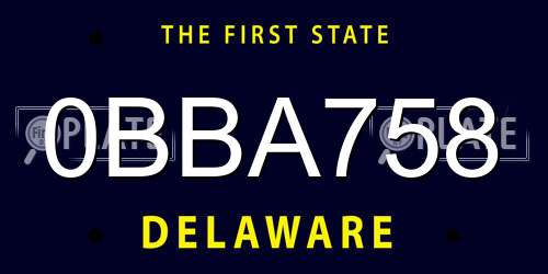 0BBA758 Delaware License Plate
