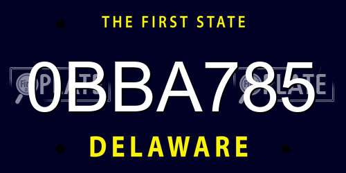0BBA785 Delaware License Plate