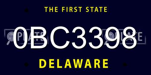 0BC3398 Delaware License Plate