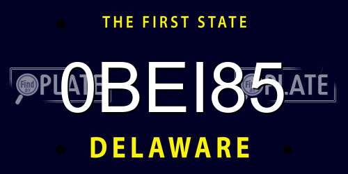 0BEI85 Delaware License Plate