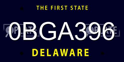0BGA396 Delaware License Plate