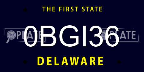 0BGI36 Delaware License Plate