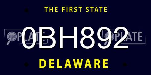 0BH892 Delaware License Plate