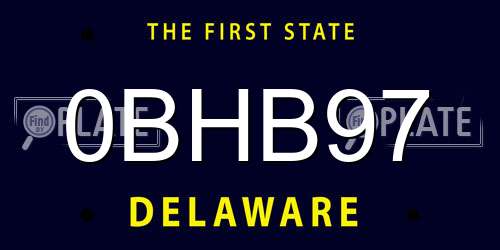 0BHB97 Delaware License Plate