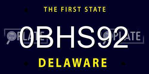 0BHS92 Delaware License Plate
