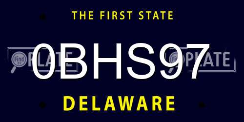 0BHS97 Delaware License Plate