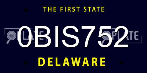 0BIS752 Delaware License Plate