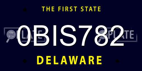 0BIS782 Delaware License Plate