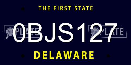 0BJS127 Delaware License Plate