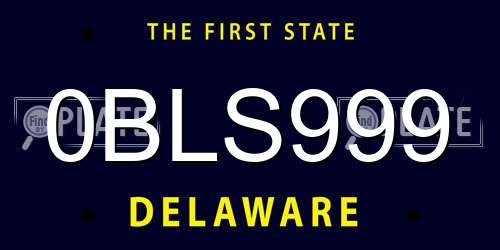 0BLS999 Delaware License Plate