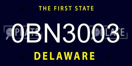 0BN3003 Delaware License Plate