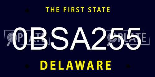 0BSA255 Delaware License Plate