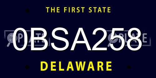 0BSA258 Delaware License Plate