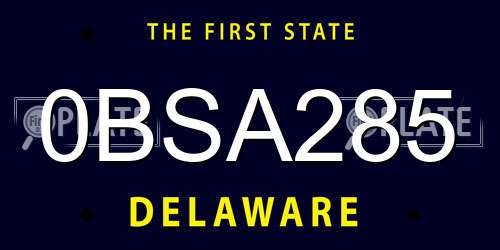 0BSA285 Delaware License Plate