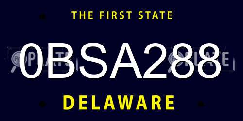 0BSA288 Delaware License Plate