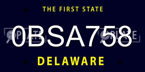 0BSA758 Delaware License Plate