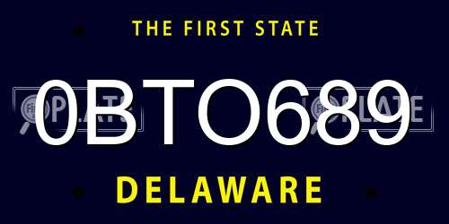 0BTO689 Delaware License Plate