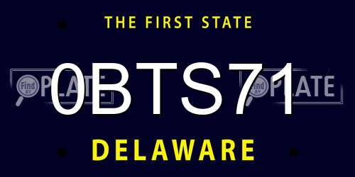 0BTS71 Delaware License Plate