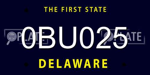0BU025 Delaware License Plate