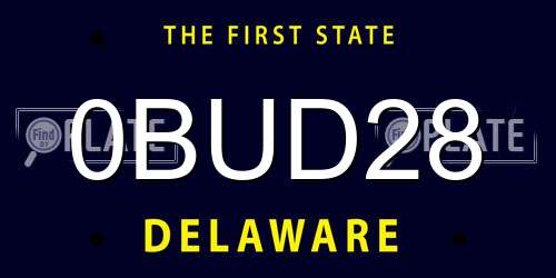0BUD28 Delaware License Plate