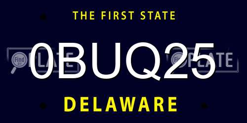 0BUQ25 Delaware License Plate