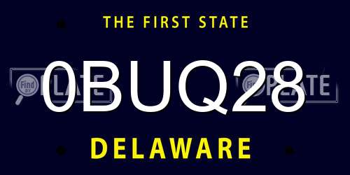 0BUQ28 Delaware License Plate