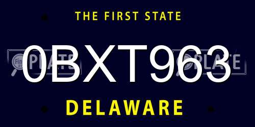 0BXT963 Delaware License Plate