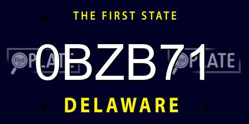 0BZB71 Delaware License Plate