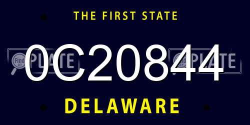 0C20844 Delaware License Plate