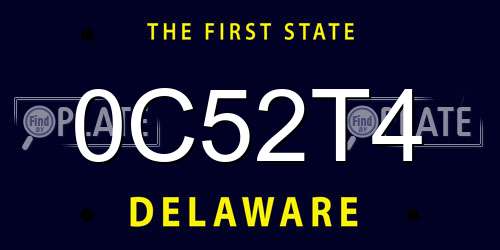 0C52T4 Delaware License Plate