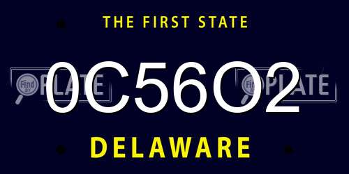 0C56O2 Delaware License Plate