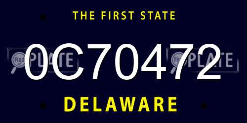 0C70472 Delaware License Plate