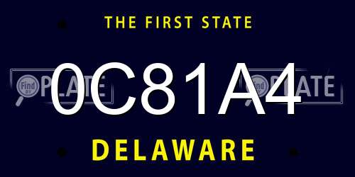 0C81A4 Delaware License Plate