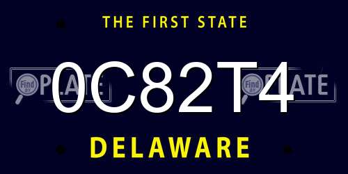 0C82T4 Delaware License Plate