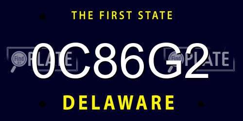 0C86G2 Delaware License Plate