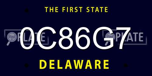 0C86G7 Delaware License Plate
