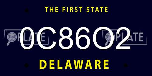 0C86O2 Delaware License Plate