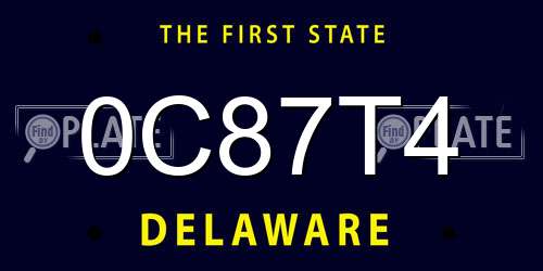 0C87T4 Delaware License Plate