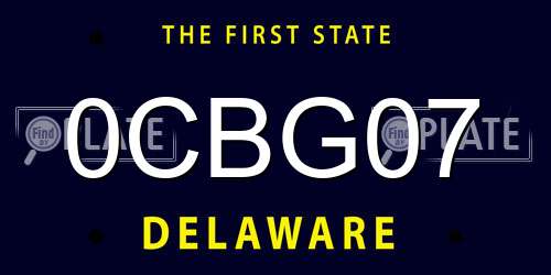 0CBG07 Delaware License Plate